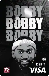 Close-up of Bobby Portis Debit Visa<sup>®</sup> card.