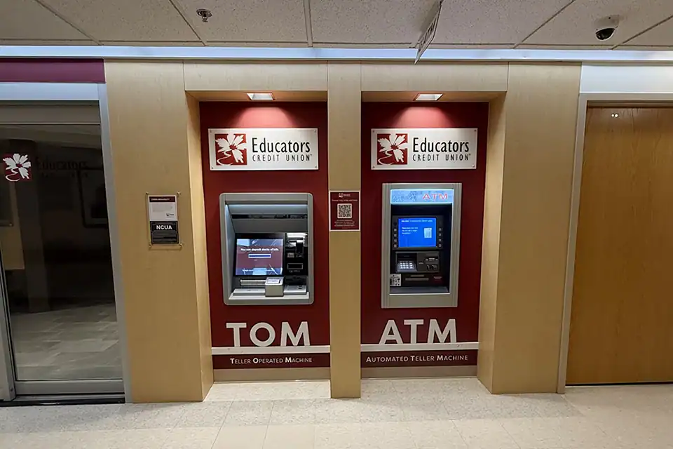 The inside of the Sinai Branch displays a TOM (Teller Operated Machine)