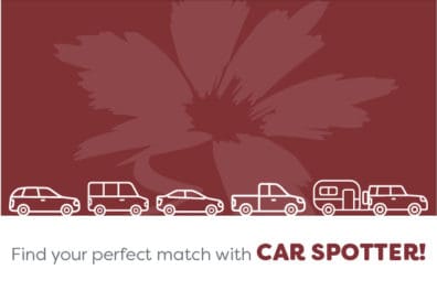 Car Spotter graphic with a car, van, pickup truck