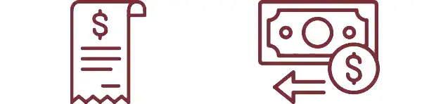 Icons representing viewing transaction history and balances, along with transferring money.