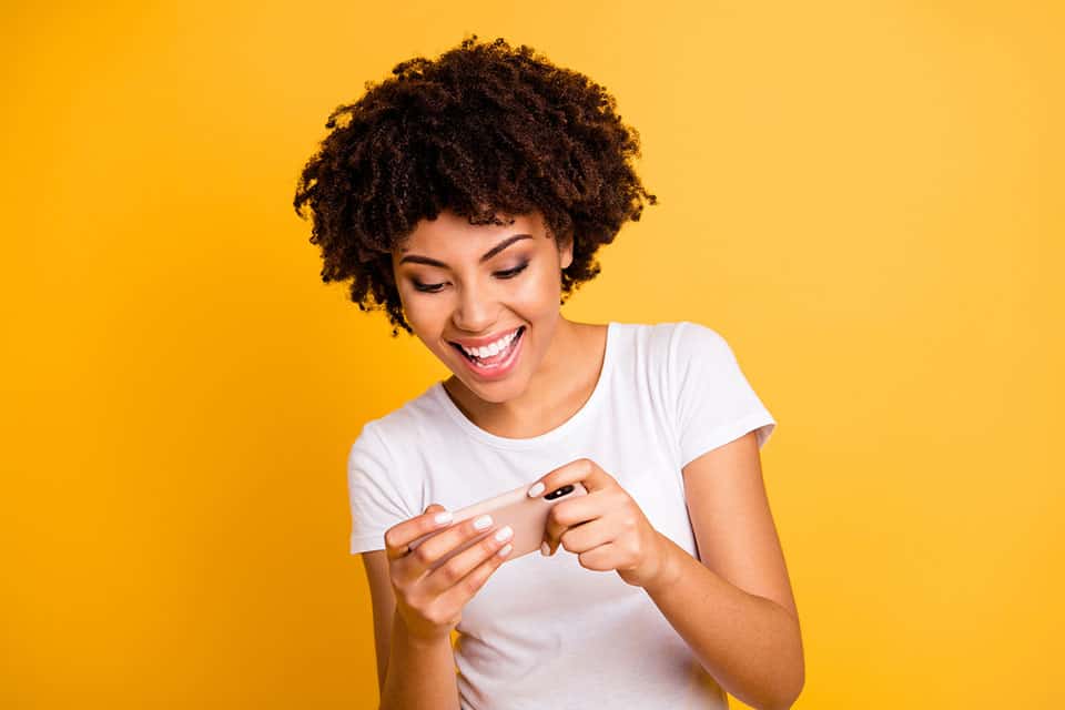 young woman on mobile device
