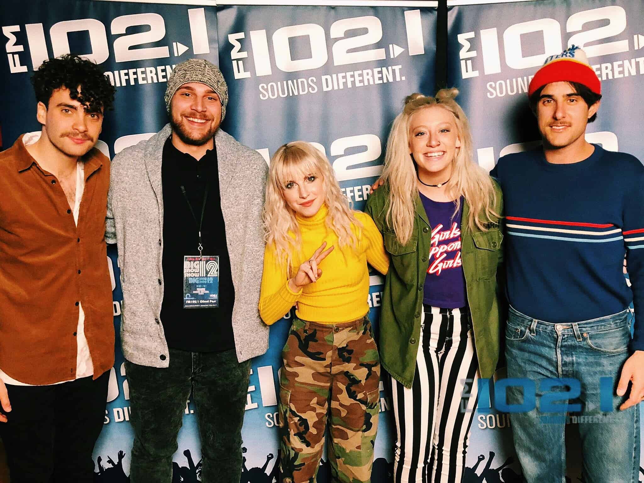 group photo of young people with the band Paramore