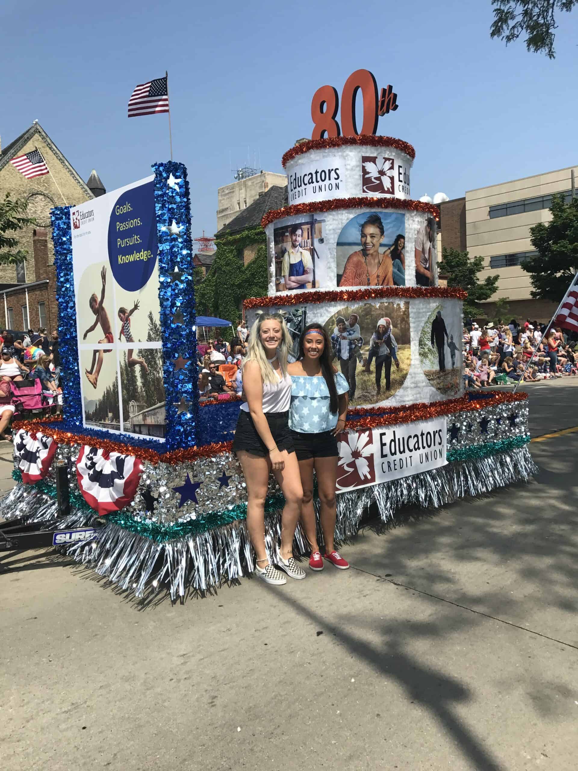 Photo of the Educator's float during the 4th of July parade in Racine
