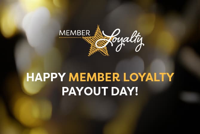 Member Loyalty sign with blurred confetti in the background
