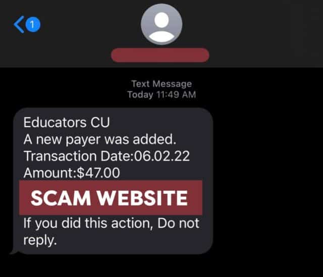Scam text message