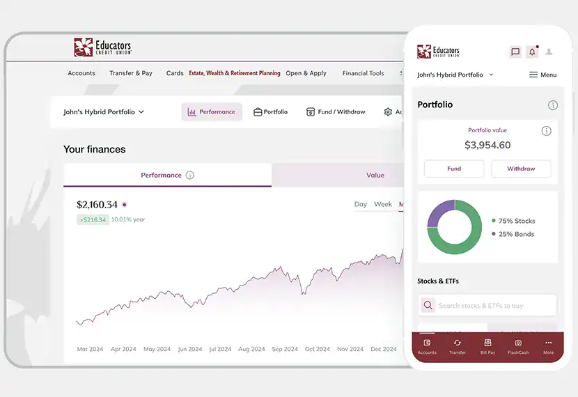 Chart showing investment gains.